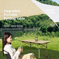 Table de pique-nique pliable portable en aluminium ultralégère réglable en hauteur pour l'extérieur