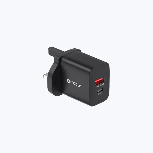 Super Mini PD 3.0 20W QC 3.0 18W GAN 38W Dual Port UK Plug Charger with TWS Earphone & OTP Protection