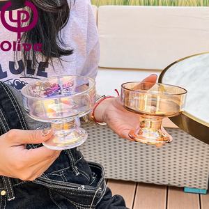 Mini bol de service à la crème glacée en cristal Gris ambré Bol à dessert à petits pieds Pudding Yaourt Milkshake Salade de fruits Tasse à boisson mélangée - Product Image 4