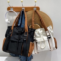 Sac d'école pour étudiant, grande capacité, bloc de couleur, fermeture éclair, trois bretelles, simple, sac à bandoulière décontracté pour le week-end, sac à main, sac de voyage