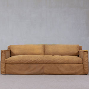 Sofá Cama de Cuero de Tres Plazas con Mechones <span class=keywords><strong>YSK</strong></span>-03, Estilo Wabi-Sabi, <span class=keywords><strong>Muebles</strong></span> de Madera Cómodos para Sala de Estar, Hotel, Apartamento, Villa - Product Image 3