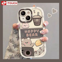 Nouveau Design Créatif Ours Dessin Animé Peinture pour iPhone 16 15 Pro Max 14 13 12 11 Givré Funda Mobile Couverture Arrière Téléphone étui