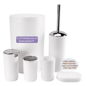 Vente flash : <span class=keywords><strong>Ensemble</strong></span> de salle de bain en plastique PP 6 pièces, <span class=keywords><strong>ensemble</strong></span> d'accessoires de salle de bain de luxe blanc - Product Image 6