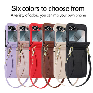 Étui de téléphone porte-carte pour <span class=keywords><strong>Samsung</strong></span> Z <span class=keywords><strong>Flip</strong></span> 7 6 5 4 <span class=keywords><strong>3</strong></span> PC étui pliant <span class=keywords><strong>coque</strong></span> rigide Funda couverture arrière Mobile avec lanière - Product Image 5