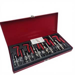 طقم أدوات إصلاح الخيوط الأحمر مكون من 131 قطعة مع تثبيت سريع عالي الدقة لإصلاح تلف خيوط السيارات، علبة من الفولاذ عالي السرعة - Product Image 2