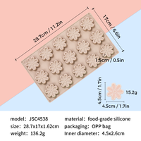 Moules à gâteaux en silicone SILIKOLOVE, personnalisables en usine, 15 cavités en forme de fleur, LFGB, platine, antiadhésif, sans BPA
