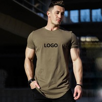T-shirt pour homme en coton 95% et élasthanne 5%, logo personnalisé, sportif, tricoté, respirant, séchage rapide, vêtements de sport pour la salle de sport