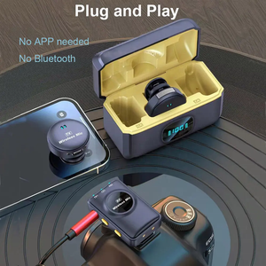 2mic Micro không dây máy ảnh điện thoại 3 trong 1 vlog phỏng vấn dòng sống Micro không dây đồng xu ve áo Clip Lavalier Micro - Product Image 5