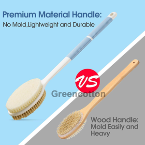 Custom Logo Double-sided Body Brush Long Handle <strong>Back</strong> <strong>Scrubber</strong> with Stiff and Soft Bristles Bath Brush for Body Cleaning - Product Image 5