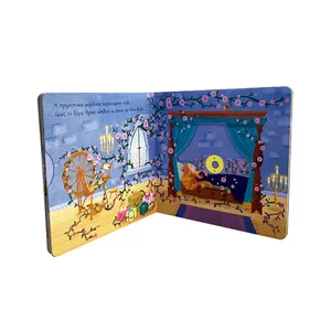 Custom Pop Up Kids Slide Book Buku Papan Hardcover untuk Anak-anak