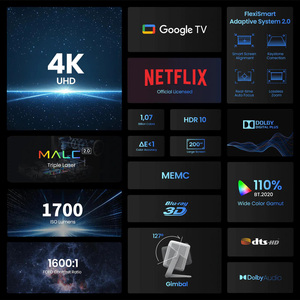 Projecteur laser triple 4K JMGO N1S, 1700 lumens ISO, projecteur intelligent portable avec Google <span class=keywords><strong>TV</strong></span>, Netflix, <span class=keywords><strong>home</strong></span> cinéma, cinéma en plein air - Product Image 2