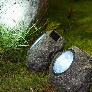 ไฟ LED พลังงานแสงอาทิตย์ขนาดเล็ก รูปทรงหิน ป้องกันน้ำ IP55 ชาร์จไฟได้ เหมาะสำหรับสวน ทางเดิน ระเบียง - Product Image 2