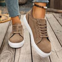 Nouvelles baskets compensées à lacets pour femmes, en daim, confortables, pour la marche