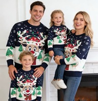 Pull de Noël pour la Famille – Tenue Assortie Homme et Femme – Style Européen Automne-Hiver – Manteau à Motif Élan