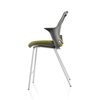 Chaise de bureau moderne en maille respirante avec accoudoirs fixes, repose-pieds croisé, base en acier blanc thermolaqué et soutien lombaire intégré