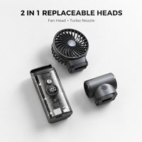 Ventilateur portatif avec affichage numérique, ventilateur turbo 2 en 1 remplaçable, moteur sans balais, 100 vitesses réglables, pour usage domestique