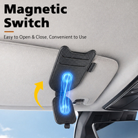 Porte-cartes magnétique en cuir PU pour pare-soleil de voiture, organiseur à clip pour lunettes de soleil, compatible avec tous les modèles de voitures, range cartes, billets, lunettes de soleil