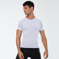 D-01217 en gros hommes sportif à manches courtes collants haute élastique respirant en plein air course Fitness vêtements solide à manches courtes