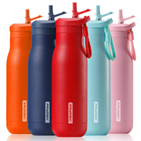 Bouteille d'eau isotherme personnalisée avec logo, 17 oz, avec sangle, 12 à 24 heures, en acier inoxydable, réutilisable, gourde de voyage pour l'extérieur