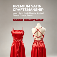 Nouvelle Robe de Soirée Longue Européenne et Américaine en Satin à Bretelles Fines, Fendue Haute, Dos Nu Croisé, Respirante et Élégante pour Femme