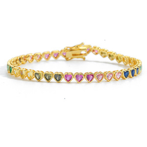 Nuevo Collar de Moda Hip Hop con Cadena de Tenis de Color Amor, Zirconia, Personalidad Hipster, Pulsera Hip Hop con Forma de Corazón, Tanjing, Lijing - Product Image 1