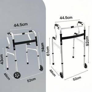 อุปกรณ์ช่วยเดินแบบพับได้ ทำจากอลูมิเนียมอัลลอย สีเงิน น้ำหนักเบา พับเก็บได้ด้วยปุ่มเดียว สำหรับผู้สูงอายุ ช่วยในการฟื้นฟูสมรรถภาพ - Product Image 3