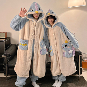 Pijamas <span class=keywords><strong>de</strong></span> pareja <span class=keywords><strong>de</strong></span> invierno, pijamas <span class=keywords><strong>de</strong></span> felpa bonitos <span class=keywords><strong>de</strong></span> dibujos animados, conjunto <span class=keywords><strong>de</strong></span> dos piezas con capucha, bata larga, conjuntos <span class=keywords><strong>de</strong></span> ropa <span class=keywords><strong>de</strong></span> dormir <span class=keywords><strong>para</strong></span> hombres y mujeres - Product Image 6