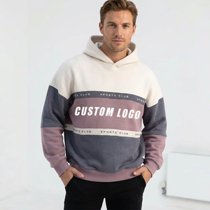 เสื้อฮู้ดดี้ผู้ชายทรงโอเวอร์ไซส์ ผ้าฝ้าย 100% ปักลาย สปอร์ต ยิม สตรีทแวร์ คุณภาพสูง แบบมีฮู้ด สีบล็อก ผลิตตามสั่ง (OEM) - Product Image 1