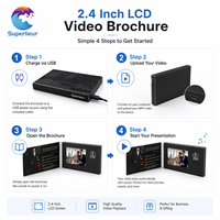 Brochure vidéo promotionnelle mince et rechargeable avec écran LCD 2,4 pouces 320x240, interrupteur magnétique et lecture automatique pour branding d'entreprise