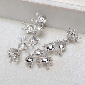 Ensemble de boucles d'oreilles pendantes en argent S925 avec perle baroque, cheveux de fœt de 8 mm et 10 perles, accessoires de bricolage pour femmes, style coréen, base creuse - Product Image 4