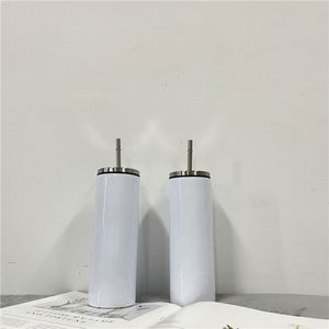 20oz Blank Sublimation White DIY Double Walled Stainless Steel Thermos Skinny Insulated Tumbler Cup for <b>Hot</b> Cold <b>Drinks</b> - Product Image 4