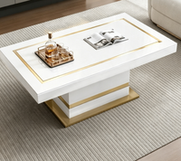Table basse rectangulaire en miroir blanc et or, finition miroir, table centrale pour salon moderne, villa, hôtel, mobilier