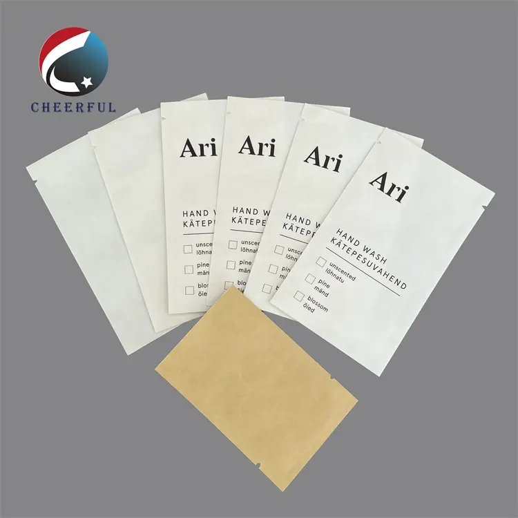 Bolsas de papel biodegradables de muestra gratis sellado térmico bolsita sellada de tres lados embalaje personalizado para cinta de pestañas