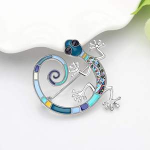 Dễ Thương 6 màu sắc dễ thương hoa men Tắc Kè Thằn Lằn Trâm pin bò sát động vật Bộ sưu tập đồ trang sức quà tặng - Product Image 3