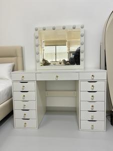 Meja Rias Vanity Kayu Desain Modern Harga Grosir dengan Cermin Lampu LED - Product Image 2