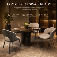 Chaise de salle à manger moderne bicolore, rembourrée, beige anthracite, dossier à découpe ovale, pieds en métal, pour hôtel et restaurant