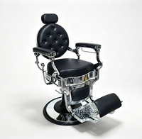 Fauteuil de barbier classique haut de gamme à boutons capitonnés pour usage professionnel en salon de coiffure