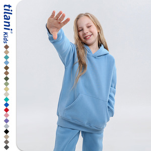 Ensemble de sweat-shirt noir pour enfants, manches longues, couleur unie, pantalon en coton confortable, tenue 2 pièces - Product Image 4