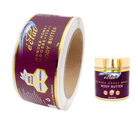 Autocollants adhésifs en vinyle personnalisés avec logo de marque, imperméables, estampage à chaud doré, pour étiquettes d'emballage de pots de beurre corporel - Prix de gros