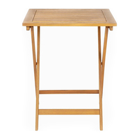 Table de patio pliante en bois massif DU'S, table de jardin carrée portable, mobilier d'extérieur