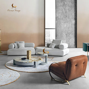 Ensemble de canapés modulaires en bois de luxe, design moderne et simple, grand format, créatif, en forme d'angle, pour salon de villa - Product Image 2
