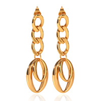 Boucles d'oreilles pendantes ovales à chaîne audacieuse KITI, bijoux inaltérables en acier inoxydable plaqué or 18 carats, boucles d'oreilles tendance