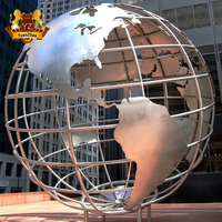 Decoración de Parque al Aire Libre, Globo Terráqueo de Metal de Gran Tamaño, Estatua de Globo Terráqueo de Acero Inoxidable en Venta