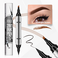 Stylo liquide double embout 2-en-1 pour sourcils et yeux, pointe à quatre brins, maquillage waterproof longue tenue, 4 couleurs
