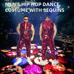 Costume <span class=keywords><strong>da</strong></span> Ballerino di Street Dance FUNTOYS, Tuta con Paillettes a Specchio Laser per Palcoscenico, Hip Hop, Club, Bar, Danza <span class=keywords><strong>da</strong></span> Sala Stampata - Product Image 2