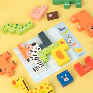 Animal Tower Wooden Block Set Logic Puzzle Montessori Educational Toy for Kids 50 Pieces Logical Thinking Spatial Reasoning - Product Image 5