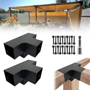 Pergolaset, <span class=keywords><strong>Pergola</strong></span> Beugels 3-weg Haakse Hoekbeugel Houtbewerking <span class=keywords><strong>Diy</strong></span> Post Base Kit - Product Image 4