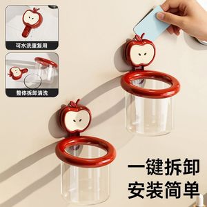 Apple Red Face Toothbrush Holder Transparent Double Suction Cup Wall Mount Bathroom Storage For Personal Care Items - Product Image 3