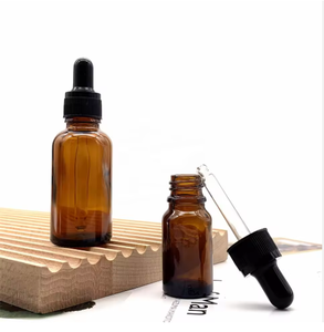 Botellas de Vidrio Ámbar con Gotero y Tapa Negra de 10ml, 20ml, 30ml, Botella de Suero para Aceites Esenciales Cosméticos, Forma Cilíndrica, Superficie Transparente - Product Image 6