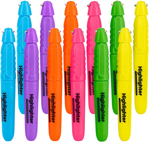 Stylos surligneurs miniatures d'usine, ensemble de stylos surligneurs fluorescents fantaisie portables avec porte-clés - Product Image 1